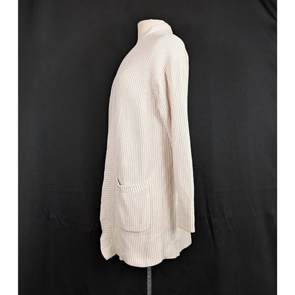 Max & Mia Cardigan Sweater Beige Open Front Cotton Pockets Misses Size L - Picture 3 of 6